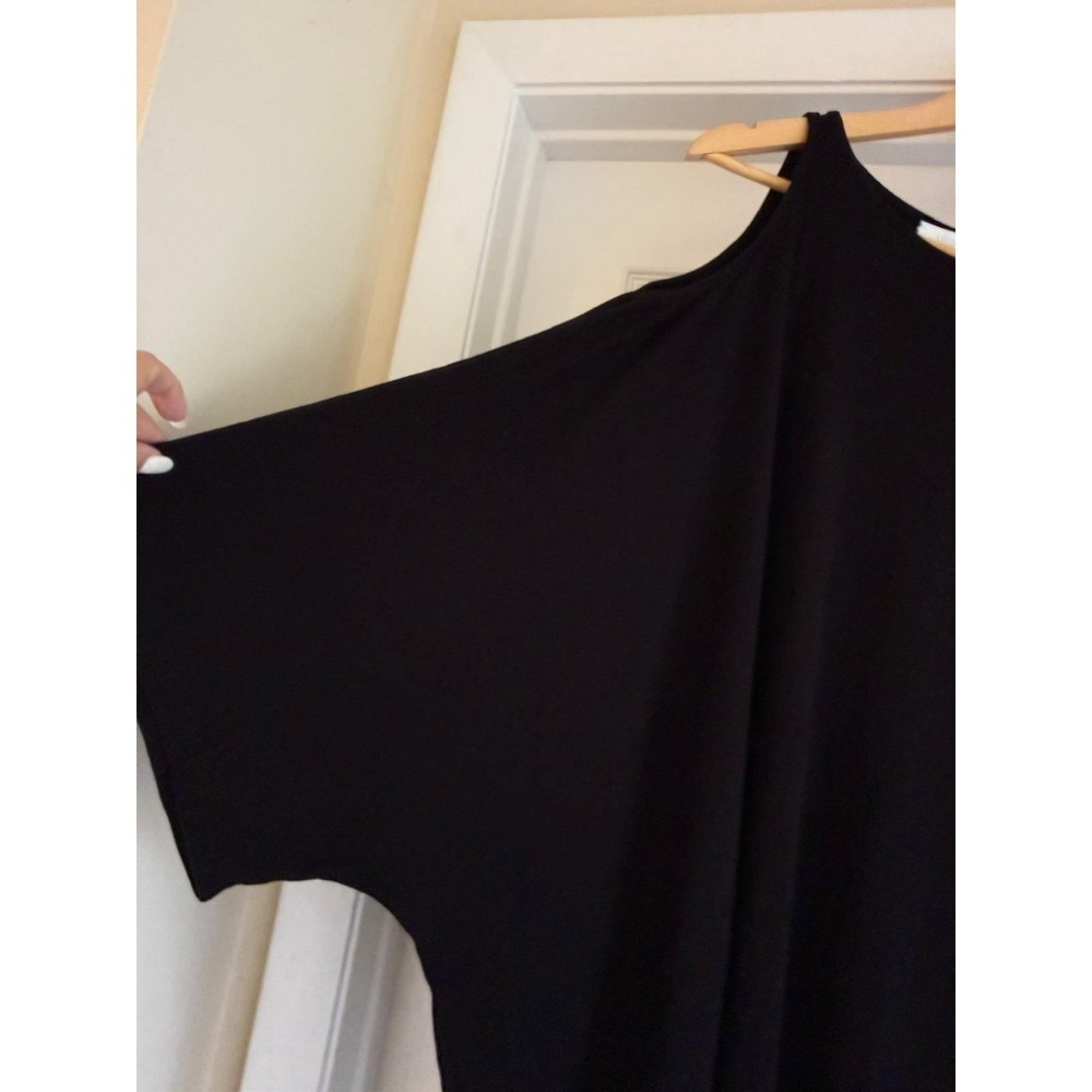 Verandah by Vina Womens Black Cold Shoulder Oversized Midi Kaftan Dress Viscose - Picture 3 of 8